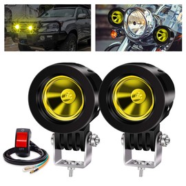X-STYLE Motorcycle LED Fog Lamp, Yellow, 10W LED Work Light, Narrow Angle, High Brightness, Waterproof, Dustproof, Long Life, Shockproof, Round Spotlight, Car Exterior Light, Motorcycle/Machine/Car