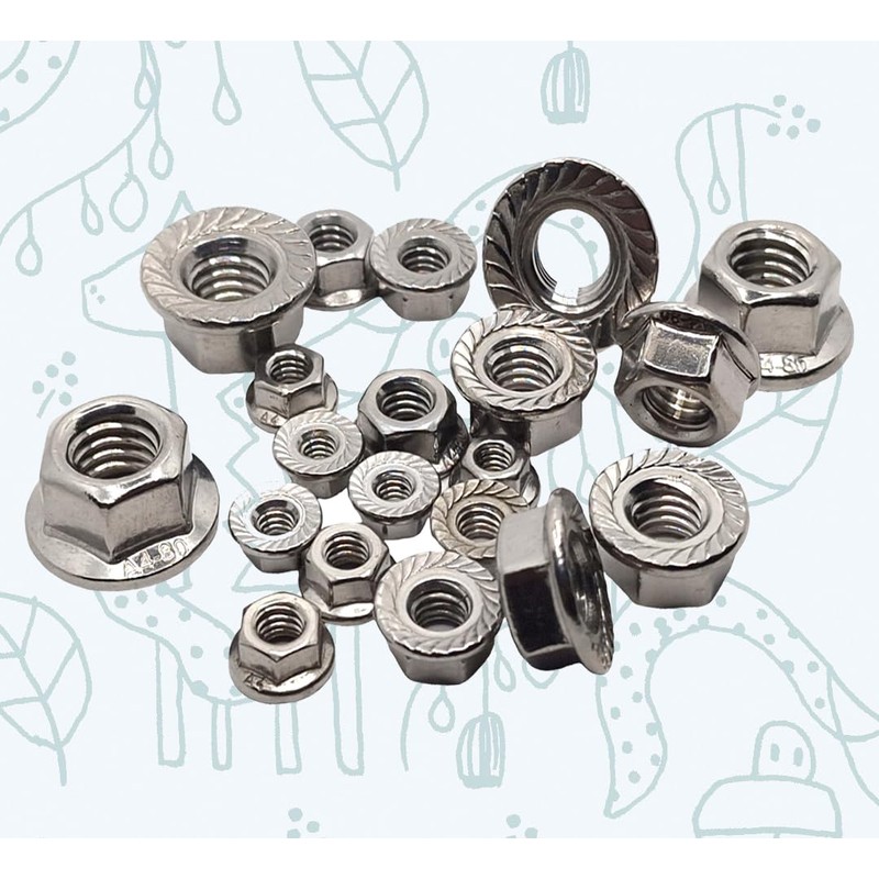 M10 Serrated Flange Nuts Marine Grade Style in A4 Stainless