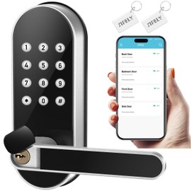 Keyless-Entry Keypad Electronic Door Lock: Digital Smart Lock with Code Passcode, Electric Door Knob/Handle, Perfect for Entry Doors, Bedroom Doors (Silver, App Control, Non-Fingerprint)