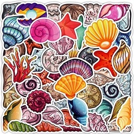Sea Shell Stickers Animals Sticker Set 50 Pieces Cute Decoration for Car Laptop Skateboard Bicycle Moped Motorcycle Bicycle Computer Suitable for Adults Children