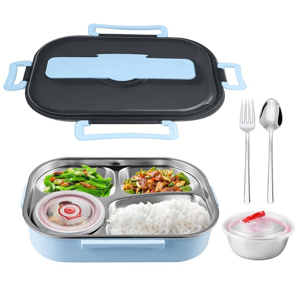 SPORWAY Thermal Lunch Box with 4 Compartments: Stainless Steel Lunch