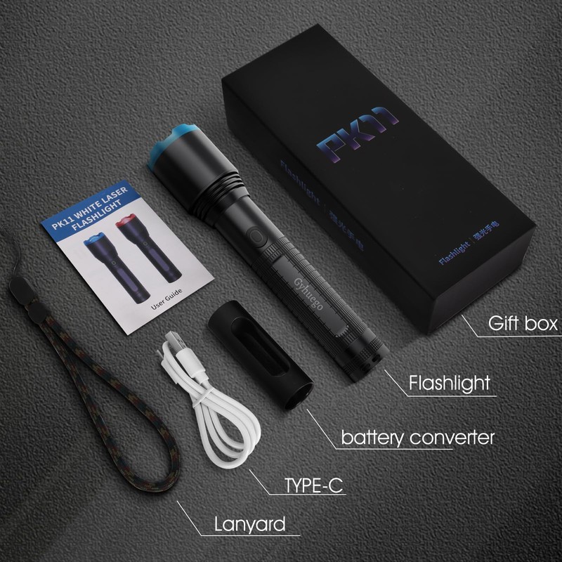 Gyhuego Led Flashlight, Recharge Tactical Flashlights High Lumens 10000, Zoomable