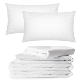 Amour Càlin 1 Single Flat Sheet & 2 Pillow Cases Set 3Pcs- Cotton Blend Single Bed Sheets White 178x274cm & Pillow Protectors 51x86cm for Hospital/Hotel/Spa Machine Washable Soft Moisture Absorbing