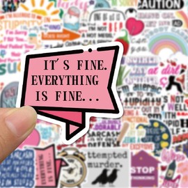 50 Pcs Funny Stickers for Adults, Water Bottles Stickers Pack for Laptop, Hard Hats, Scrapbooking Decals, Waterproof