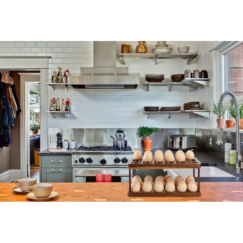 Acacia Wooden Double Layer Egg Holder, 36 Capacity Farmhouse Kitchen