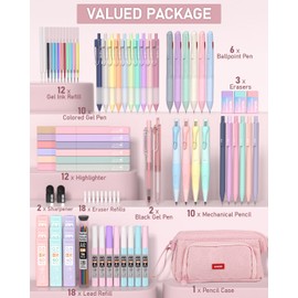 Nicpro 78 PCS Aesthetic School Supplies with Cute Pen Case, 12 Pastel Highlighters, 12 Color & Black Ink Gel Pens, 10 Mechanical Pencils 0.5, 0.7, 0.9, 2.0 mm, 6 Ballpoint Pen for Student Stationary