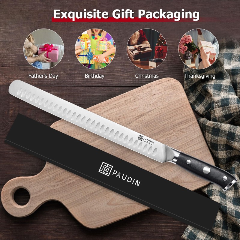 PAUDIN Carving Knife, 12 Inch Brisket Knife, Premium Slicing Knives