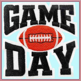 3" Football Game Day Patch Emblem Badge - Embroidered Iron-on Patch for Hats Backpacks Clothing Jeans Bags - Rugby Gameday Iron On Patch (Black)