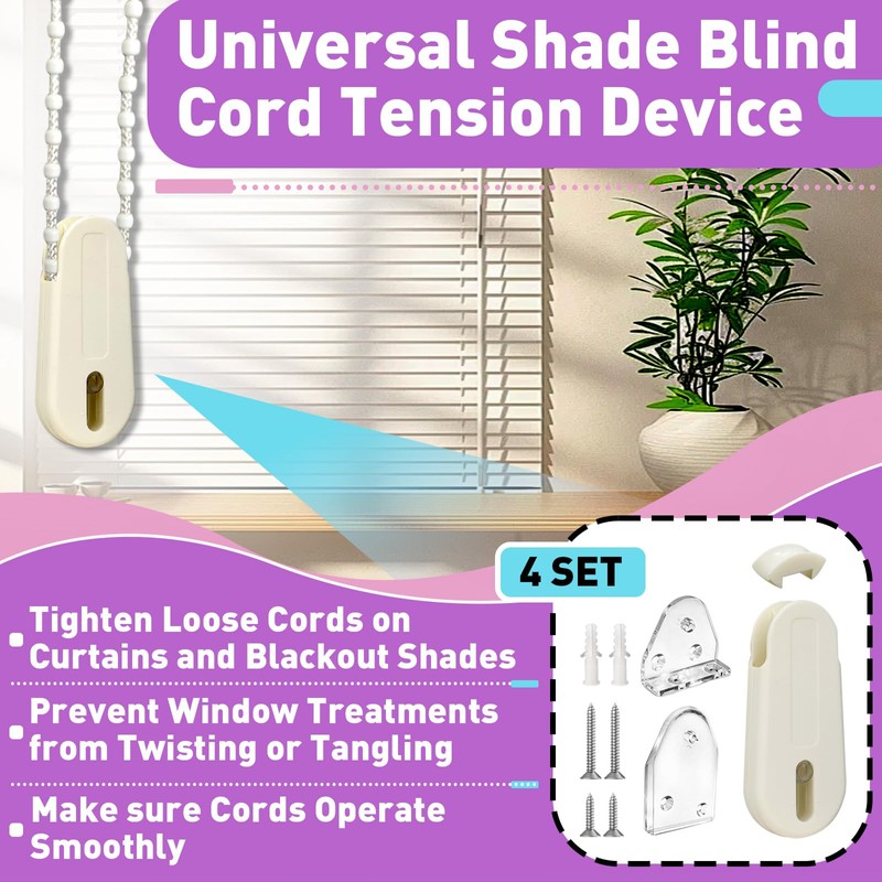 4 Sets Shade Blind Cord Tension Device Compatible with Hunter