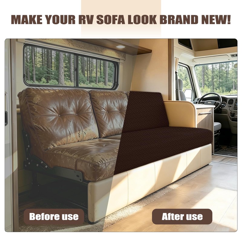 2-Piece RV Couch Covers for Jackknife Sofa Bed, Super Stretch