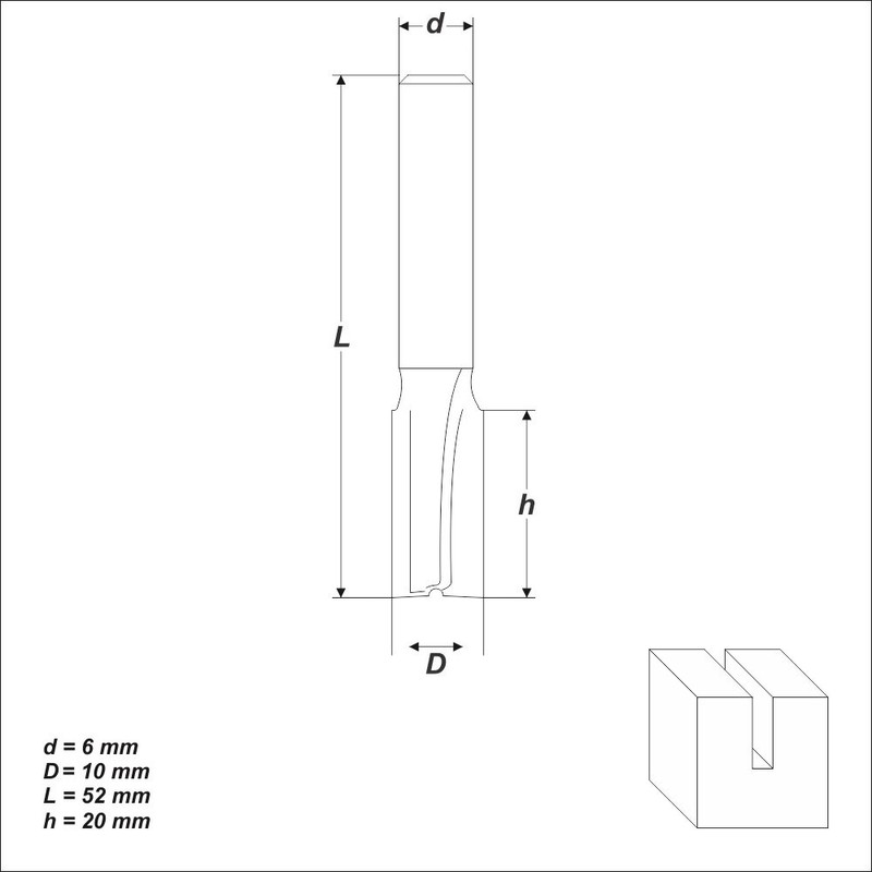 Carbide Grooving Cutter Ø 10 mm Shank 6 mm Groove