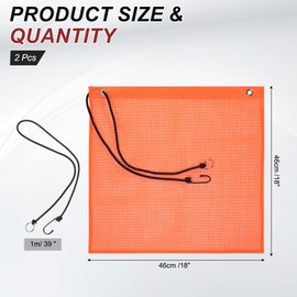 sourcing map Mesh Safety Flags, 18 x 18 Inch Warning Safety Flag with Elastic Bungee Cord High Visibility for Trucks Trailer Hauling Oversize Load Signs (Orange, Pack of 2)