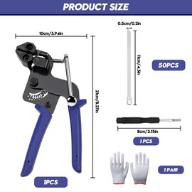 FSWWSF Metal Tie Gun, Pack of 50 Stainless Steel Cable Ties and Cable Tie Pliers, Metal Cable Tie Pliers for Clamping and Cutting for Stainless Steel Ties (4)