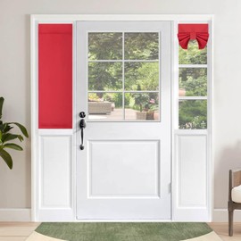 OutdoorLines Blackout French Door Curtains, Privacy Thermal Insulated Tie up Glass Shades, Easy to Install Tricia Window Shade, Small Front Door Curtain, W12 x L40 inch, Christmas Red, 1 Panel