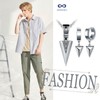 INFINIONLY Men's Stainless Steel Arrows Necklace Earrings Jewellery Sets Fashion
