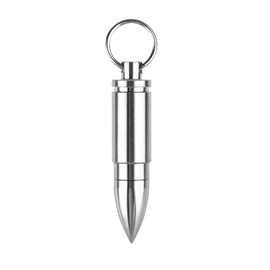 NHDT SW802 Keychain Pill Holder, Bullet Pendant Design, Portable TC4 Titanium9(Not Stainless Steel) Alloy Waterproof Pill Box Container for Purse or Pocket, Mini EDC Pill Case for Outdoor Travel.