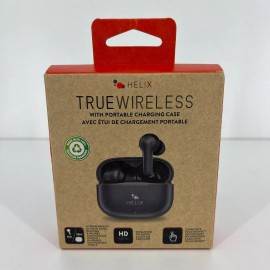 Helix True Wireless Earbuds With Portable Charging Case Black V1-1123 NEW Sealed
