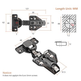 Kamtop 20 Pcs Cabinet Hinges, 110° Full Overlay Soft Close Kitchen Hinges with 120 Pcs Screws, 35mm Wardrobe Hinges Mute Concealed Cupboard Hinges Folding Doors Hinge, Black