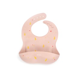 ORIBEL Bib| Adjustable Baby Bib|Made with 100% Food Grade Silicone| Deep Spill Pocket| Waterproof & Soft| Dishwasher Safe (Grapefruit Pink)