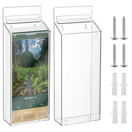 Outdoor Brochure Holder, 2 Packs 12 x 4.5 x 2.24 inches Clear Outdoor Waterproof Brochure Holder with Lid, Wall Mount Literature Box, Acrylic Flyer Holder, Plastic Brochure Holders for Pamphlet Menu