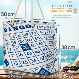 VOID Bingo Game Card Beach Bag Shopper 58 x 38 x 16 cm 23L XXL Shopping Bag Travel Bag Beach Bag, multicoloured, Casual