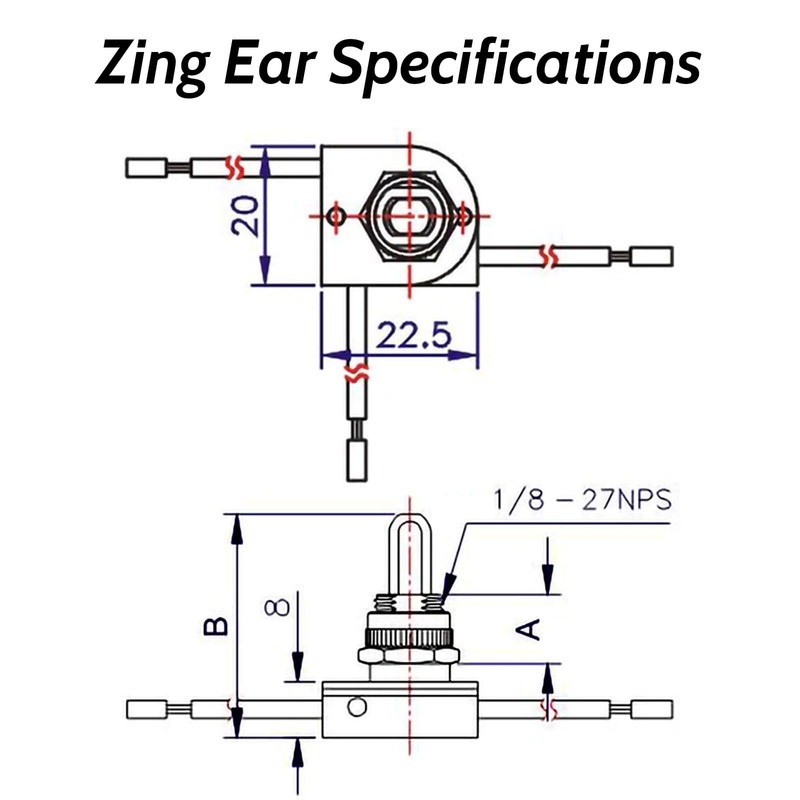 Txelegant Switch Zing Ear ZE-117M Series 3/8" 3 Way Push