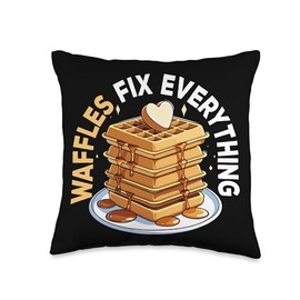 Waffles Fix Everything, Waffle Maker & Waffle Lover Throw Pillow