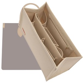 KESOIL Bag Organizer Insert,Tote Bag Insert For On The Go MM,Bag Insert Organizer,Handbag Storage,Tote Bag Felt Insert with Zipper(Beige,L)