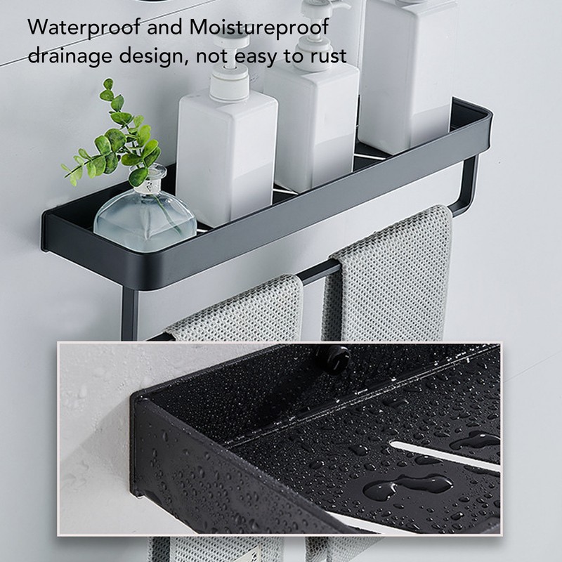 Shower Caddy Space Aluminum Rustproof Smoothing Simple Black Sturdy Bathroom