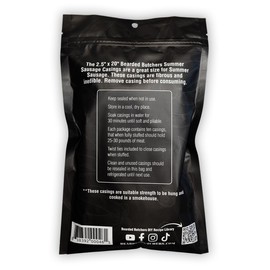 Bearded Butchers 2.5" x 20" Mahogany Fibrous Summer Sausage Casings, 10-Pack – Make Your Own Summer Sausage – Holds 25-30 lbs of Meat, Inedible Casings with Twist Ties – Easy to Use for Home Sausage Makers