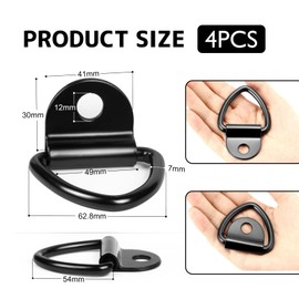 Hugwish 4pcs Lashing Eyelets Stainless Steel Heavy Duty Load Capacity 450 kg, Lashing Eyelets Car Trailer Black V-Ring for Trailers Trucks Cars Boats Kayak