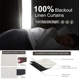 QJmydeco 132 Inch Curtains Extra Long Living Room for Large Window 11 FT Length 2 Panels, Blackout Room Darkening Linen Back Tab Pleated Traverse Curtain for Track Ceiling Mount with Hooks Rings