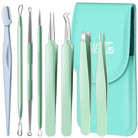 TsMADDTs Pimple Popper Tool Kit and Blackhead Remover Tools with Ingrown Hair Tweezers, Blackhead Tools, Tweezers for Women Facial Hair, Pimple Extractor