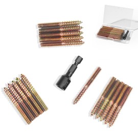 16PCS 1/4"-20 x 2 Hanger Bolts Kit & 1PCS 1/4"-20 Hanger Bolt Driver with 1/4 Hex Shank,Double-Headed Screws,Self-Tapping Screw,Wood Dowel Screw,Suitable for Assembling Furniture