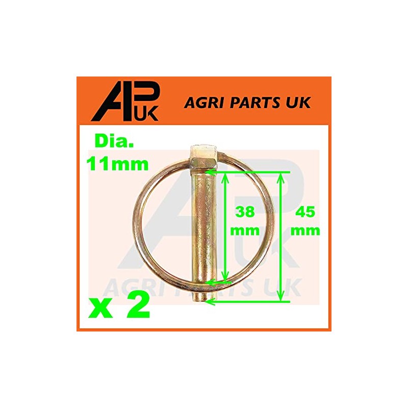 APUK 2x Trailer Linkage Lynch Linch Pins Clip 11mm x