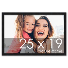 Poster Palooza 25x19 Frame Black Solid Wood Picture Frame - UV Acrylic, Foam Board Backing & Hanging Hardware Included