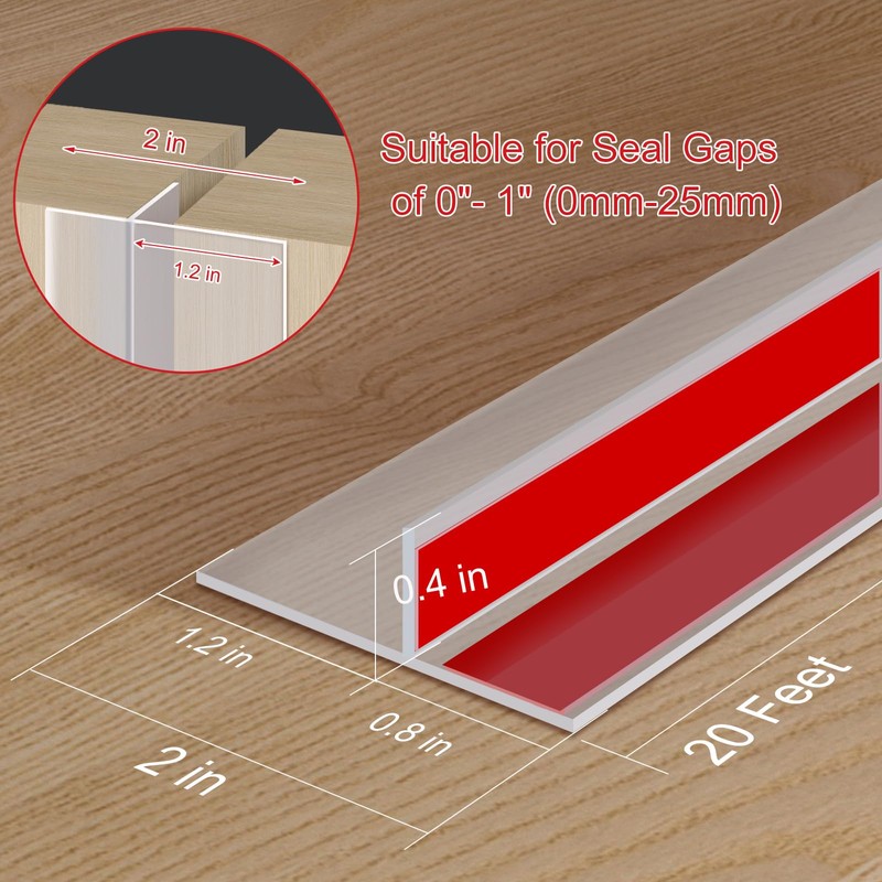 Benory 20Ft T-Shaped Silicone Weather Stripping Seal, Door Seal Tape