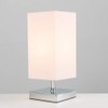 Modern Square Polished Chrome Touch Table Lamp with a Pink