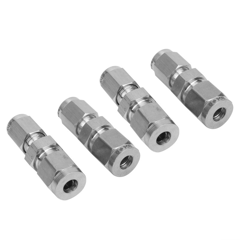 4Pcs Compression Tube Fitting Stainless Steel DoubleFerrule Converter Adapter(Ф4/Ф6 )