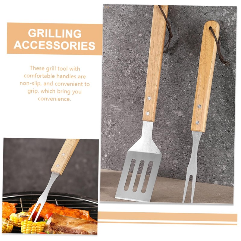 Mikinona 1Set Tools Set with Handles Grilling Tongs Fork Spatula