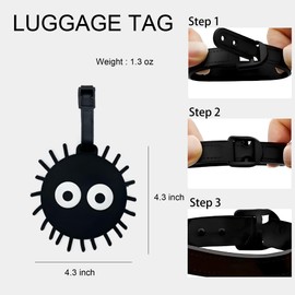 ANINIUCN Luggage Tag Cute Funny Silicone ID Luggage Tags for Suitcases Bag Travel Accessories Perfect for Teens Adults (Dust Bunny)