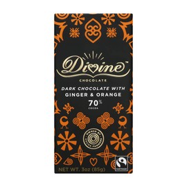 Divine Chocolate Chocolate bar Dark Ginger Orange, 3 Oz