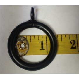 1-inch Black Curtain Drapery Metal Rings with Eyelet for 1" Iron Rod - 1 Pack of 10 Rings