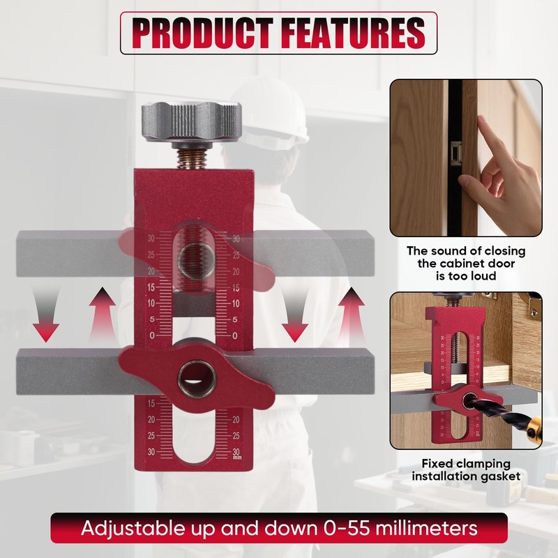 Cabinet Door Mounting Jig 2-in-1 Mounting Tool with Quick Edge