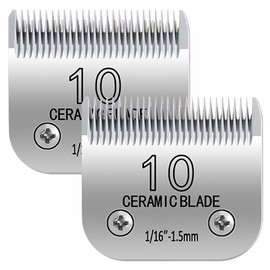 10# Clipper Blades Pet Grooming Clipper Replacement Blades, Detachable Clipper Blade Compatible with Andis/wahl/Oster Dog Clippers,10 Blade 1.5mm, Made of Ceramic & Stainless Steel Blade,2 pack