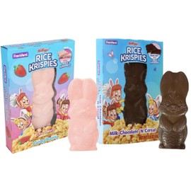 Strawberry and Milk Chocolate Rice Crispy Bunny, Smooth and Creamy Easter Candy, Basket Stuffer Treats, 1.6 Ounces (Pack of 2)