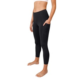90 Degree by Reflex Power Flex Yoga Pants - High Waist Squat Proof Ankle Leggings with Pockets for Women - Black - Large