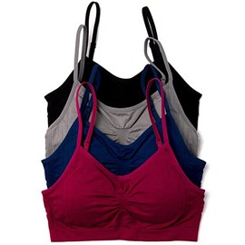 Kalon 4 Pack Nylon Spandex Removable Pads Comfort Bras Ext Sizes (X-Large, O. Winter)