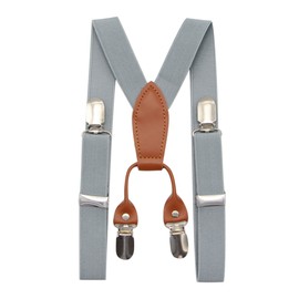 JAIFEI Juego de 4 clips de tirantes ajustables y pajarita a juego para niños pequeños, Gris,claro, Talla única