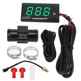 Motorcycle Water Temperature Gauge Ultra Thin LCD Display ABS Housing Water Temp Meter for Modification DC12V Green